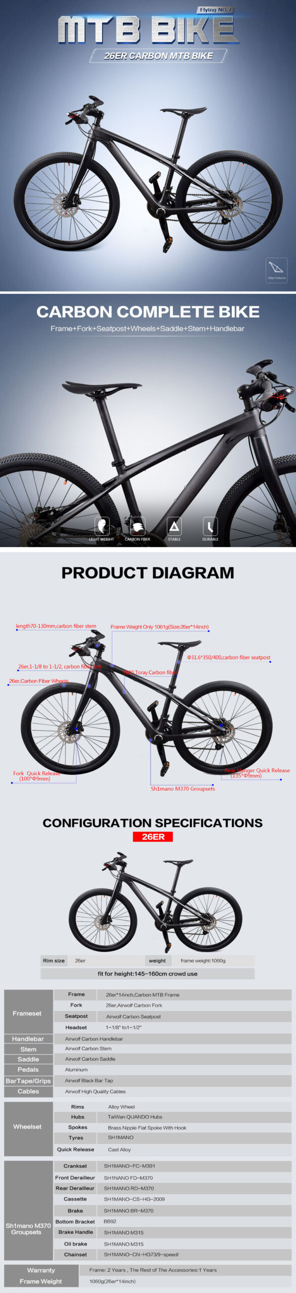 Carbon MTB Bike 26er
