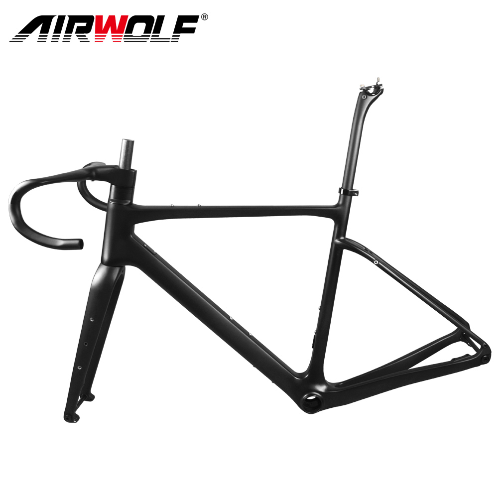 AIRWOLF Road Bike Carbon Fiber Frame Disc Bicycle Frameset Fork Seatpost 49-56cm 