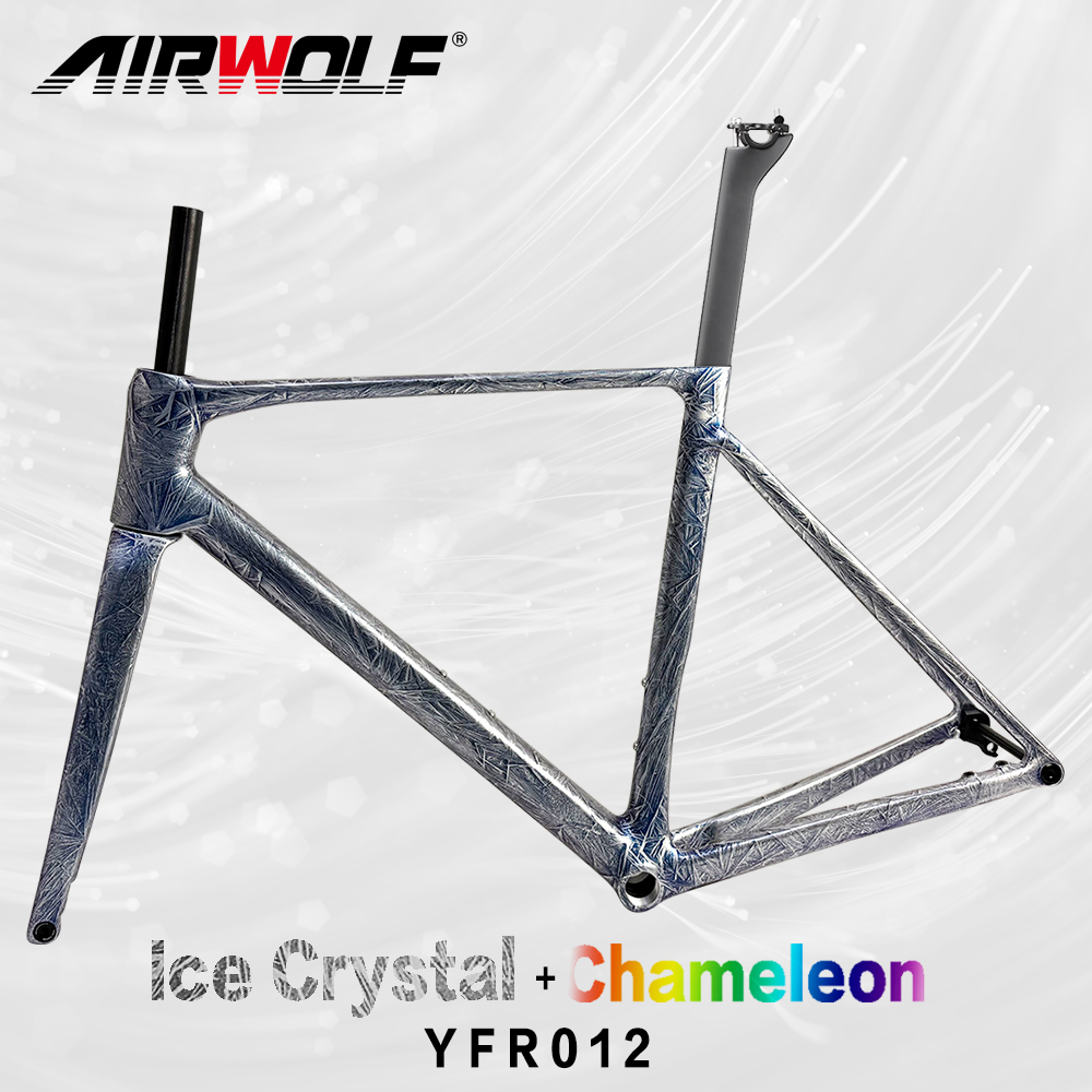 AIRWOLF YFR012 Ultralight Carbon Road Frame T1200 Full Carbon Aero Frame BSA Thru Axle Disc Brake Bike Frameset